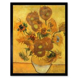 "Artery8 Van Gogh Still Life Fifteen Sunflowers Vase 12x16"" Framed Art Print in Yellow - Size: W12"" x H16""" - thumbnail 1