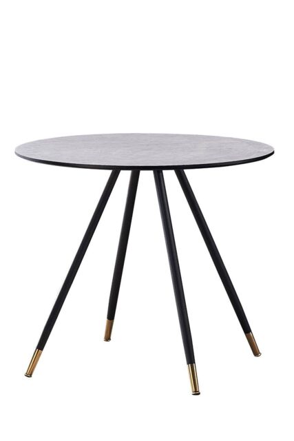 Life Interiors 90 CM Round 'Dorchester' Lux Dining Table Marble finish Gold Tips in Grey - image 1