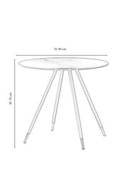 Life Interiors 90 CM Round 'Dorchester' Lux Dining Table Marble finish Gold Tips in Grey - thumbnail 6