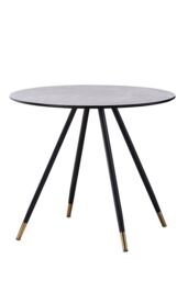 Life Interiors 90 CM Round 'Dorchester' Lux Dining Table Marble finish Gold Tips in Grey