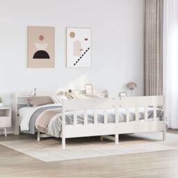 Berkfield Home Bed Frame without Mattress White 180x200 cm Super King Solid Wood Pine - thumbnail 1