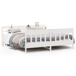 Berkfield Home Bed Frame without Mattress White 180x200 cm Super King Solid Wood Pine - thumbnail 2