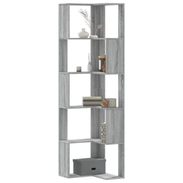 Berkfield Home Corner Bookcase 5-Tier Grey Sonoma 50x50x179 cm Engineered Wood - Size: 50 x 50 x 179 cm - image 1