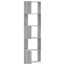 Berkfield Home Corner Bookcase 5-Tier Grey Sonoma 50x50x179 cm Engineered Wood - Size: 50 x 50 x 179 cm - thumbnail 5
