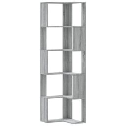 Berkfield Home Corner Bookcase 5-Tier Grey Sonoma 50x50x179 cm Engineered Wood - Size: 50 x 50 x 179 cm - thumbnail 2