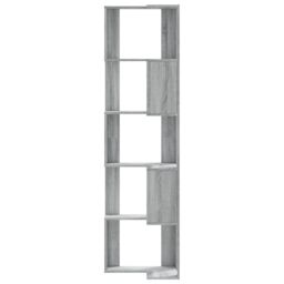 Berkfield Home Corner Bookcase 5-Tier Grey Sonoma 50x50x179 cm Engineered Wood - Size: 50 x 50 x 179 cm - thumbnail 4