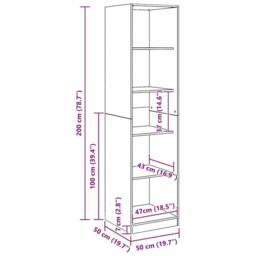 Berkfield Home Wardrobe Artisian Oak 50x50x200 cm Engineered Wood in Brown - Size: 50 x 50 x 200 cm - thumbnail 9