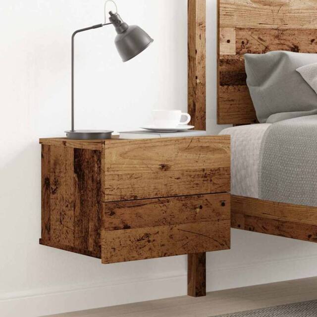 Berkfield Home Durable Wall-mounted Bedside Cabinet Old Wood 40x32x30 cm in Brown - Size: 40 x 32 x 30 cm - image 1
