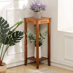 FORGEVIO Bamboo Plant Stand Tall Flower Pot Holder Indoor Display Shelf in Brown - thumbnail 3
