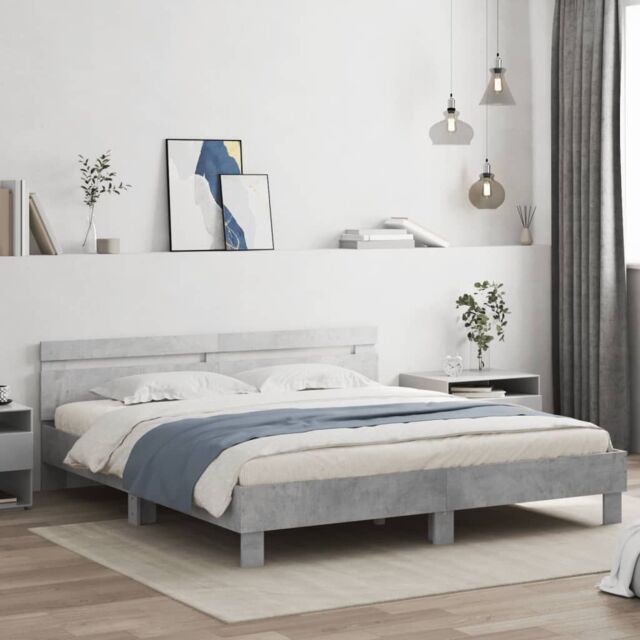 Berkfield Home Bed Frame without Mattress Concrete Grey 180x200 cm Super King - image 1