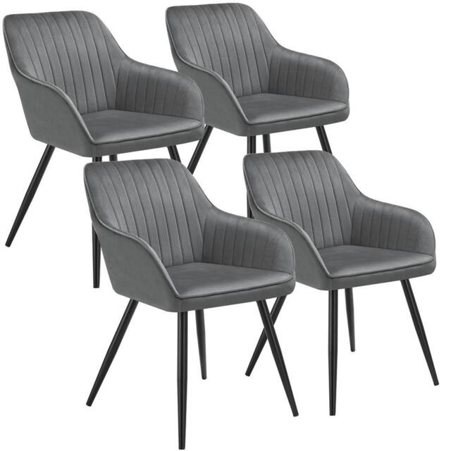 tectake Dining Chair Marilyn Set Of 4 - Grey/Black in Grey - Size: 4 Pack - image 1