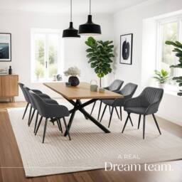 tectake Dining Chair Marilyn Set Of 4 - Grey/Black in Grey - Size: 4 Pack - thumbnail 8
