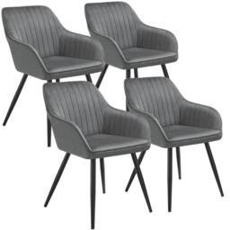 tectake Dining Chair Marilyn Set Of 4 - Grey/Black in Grey - Size: 4 Pack - thumbnail 1