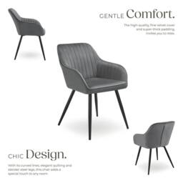 tectake Dining Chair Marilyn Set Of 4 - Grey/Black in Grey - Size: 4 Pack - thumbnail 3