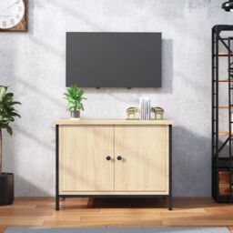 Berkfield Home TV Cabinet with Doors Sonoma Oak 60x35x45 cm Engineered Wood in Brown - Size: 60 x 35 x 45 cm - thumbnail 1