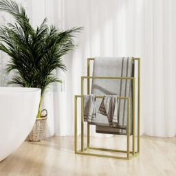 Berkfield Home Freestanding Towel Rack Gold 48x24x79 cm Iron - Size: 48 x 24 x 79 cm - thumbnail 1