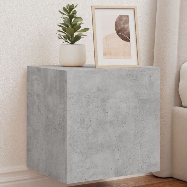 Berkfield Home TV Wall Cabinets with LED Lights 2 pcs Concrete Grey 40.5x35x40 cm - image 1