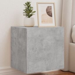 Berkfield Home TV Wall Cabinets with LED Lights 2 pcs Concrete Grey 40.5x35x40 cm - thumbnail 1