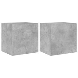 Berkfield Home TV Wall Cabinets with LED Lights 2 pcs Concrete Grey 40.5x35x40 cm - thumbnail 2