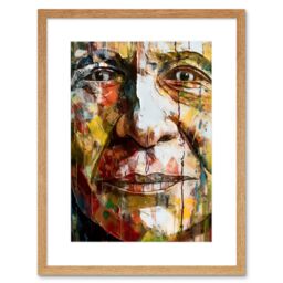"Artery8 Wall Art Print Behind Every Face a Story Close Up Bold Painting Artwork Framed 9X7 Inch in Beige - Size: W7"" x H9""" - thumbnail 1