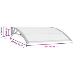 Berkfield Home Door Canopy Grey & Transparent 120x80 cm PC - thumbnail 6