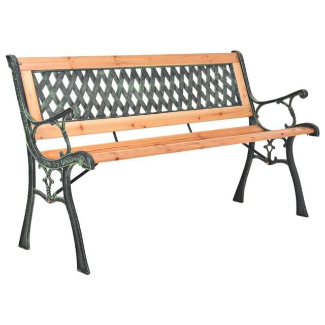Berkfield Home Garden Bench 116 cm Cast Iron & Solid Wood Fir in Brown - image 1