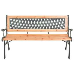 Berkfield Home Garden Bench 116 cm Cast Iron & Solid Wood Fir in Brown - thumbnail 2