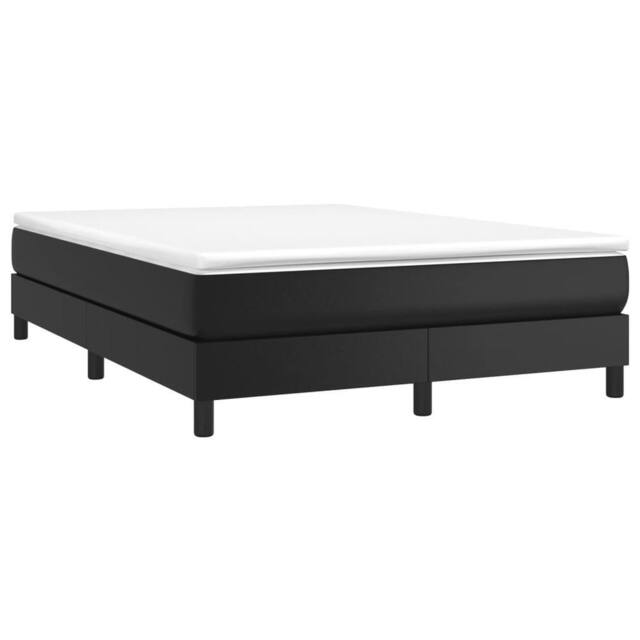 Berkfield Home Durable Box Spring Bed Frame Black 135x190 cm Double Faux Leather - image 1