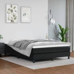 Berkfield Home Durable Box Spring Bed Frame Black 135x190 cm Double Faux Leather - thumbnail 2