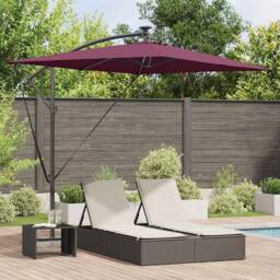 Berkfield Home Cantilever Banana Parasol Bordeaux red 294 x 200 x 254 cm in Wine - thumbnail 2