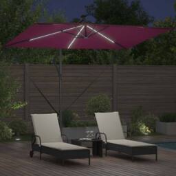 Berkfield Home Cantilever Banana Parasol Bordeaux red 294 x 200 x 254 cm in Wine - thumbnail 4