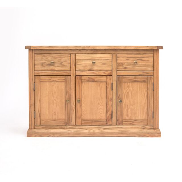 Cabinet Bits Salerno Light Wood 3 Drawer 3 Door Sideboard Brass Knob in Light Brown - image 1