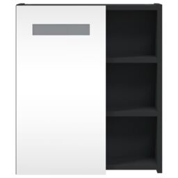 Berkfield Home Bathroom Mirror Cabinet with LED Light Black 45x13x52 cm - Size: 45 x 13 x 52 cm - thumbnail 6