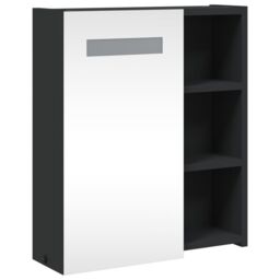 Berkfield Home Bathroom Mirror Cabinet with LED Light Black 45x13x52 cm - Size: 45 x 13 x 52 cm - thumbnail 4