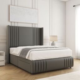 "BSSPOKE Peyton Divan Bed Set Plush Velvet 54""Headboard & Mattress No Drawers in Grey - Size: Small Double" - thumbnail 2