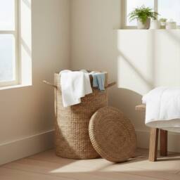 CALICOSY Natural Seagrass Laundry Basket in Light Brown - thumbnail 2