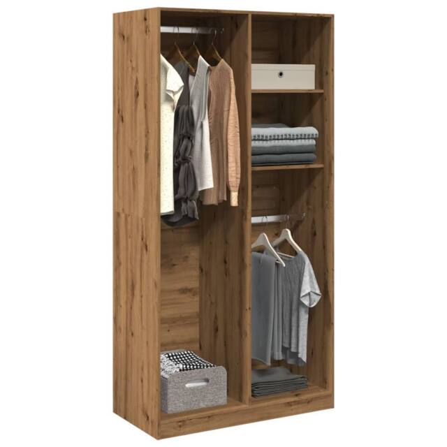 Berkfield Home Wardrobe Artisian Oak 100x50x200 cm Engineered Wood in Brown - Size: 100 x 50 x 200 cm