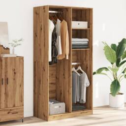 Berkfield Home Wardrobe Artisian Oak 100x50x200 cm Engineered Wood in Brown - Size: 100 x 50 x 200 cm - thumbnail 3