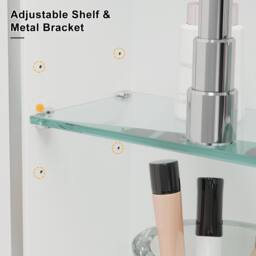 KEEPREAPER Sleek Arched Bathroom Mirror Cabinet 40 x 80 cm in Silver - thumbnail 5