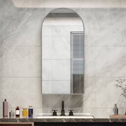 KEEPREAPER Sleek Arched Bathroom Mirror Cabinet 40 x 80 cm in Silver - thumbnail 3