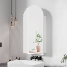 KEEPREAPER Sleek Arched Bathroom Mirror Cabinet 40 x 80 cm in Silver - thumbnail 2