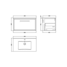Balterley Longnor 1 Drawer Wall Hung Vanity Basin Unit, Antique Oak, 800mm in Brown - thumbnail 2