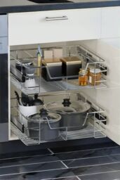 Living and Home 2pcs Kitchen Cabinet Pull Out Shelf Drawer Organizer Slide Out Pantry Storage Basket in Silver - Size: XL