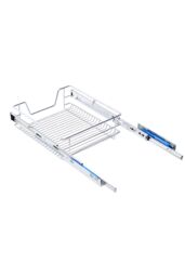 Living and Home 2pcs Kitchen Cabinet Pull Out Shelf Drawer Organizer Slide Out Pantry Storage Basket in Silver - Size: XL - thumbnail 4