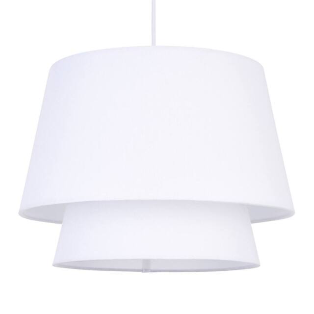 First Choice Lighting Ambra - Two Tier White Fabric Easy Fit Pendant Shade - image 1