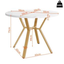 Fascinate Modern Sleek Round Marble-Textured Dining Table in White - thumbnail 5