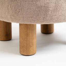 Scottish Everlastings Ltd Soft Faux Fur Round Mushroom Foot Stool in Beige - thumbnail 3