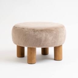 Scottish Everlastings Ltd Soft Faux Fur Round Mushroom Foot Stool in Beige - thumbnail 4