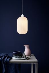 Nordlux Vintage Indoor Pendant Light White Glass E27 Ribbed - Mains Powered, IP20 - thumbnail 3