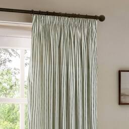 Yard Hebden 100% Cotton Blackout Pencil Pleat Curtain Pair in Green - Size: 229 cm width x 229 cm drop - thumbnail 4